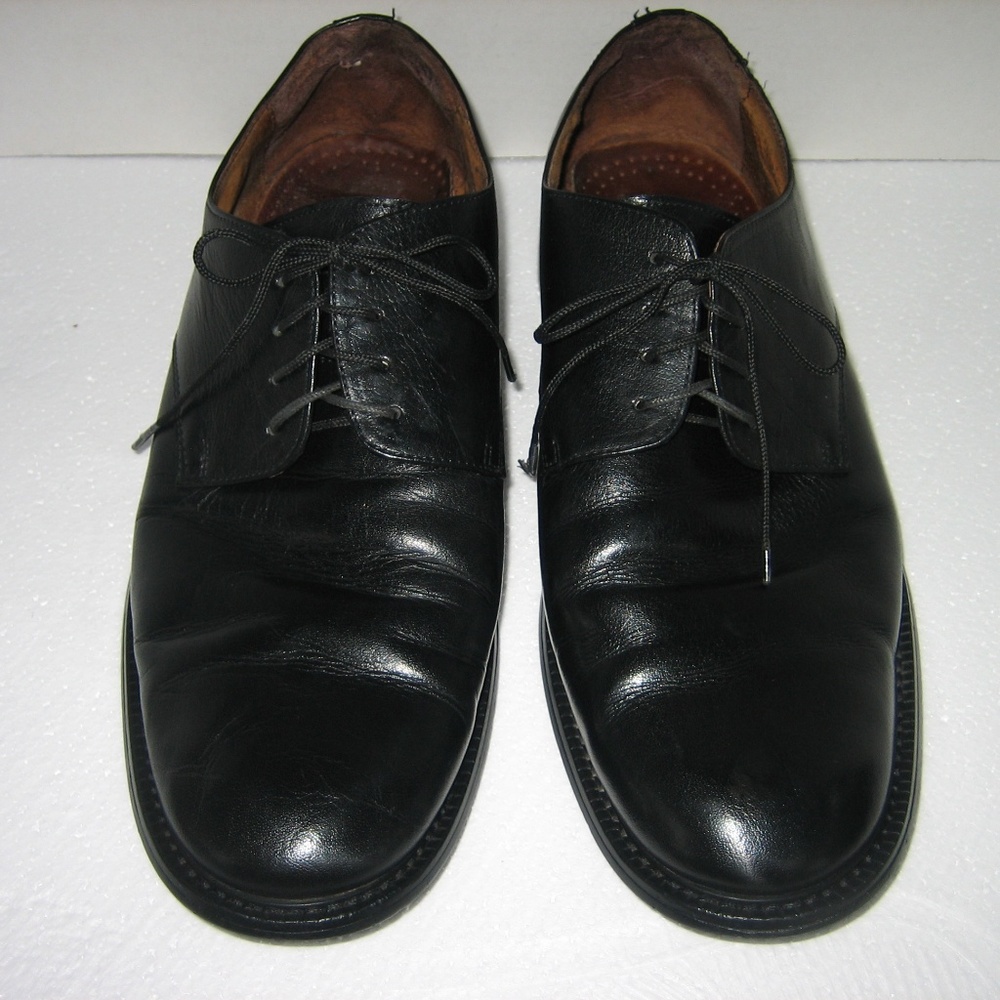 GIORGIO COSANI Black Plain Leather Oxfords, 10.5 M